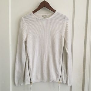Tyler Boe White Double Zip Knit Sweater M